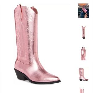 Madden Girl Pink Metallic Redford Western Boots